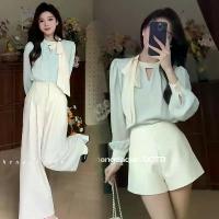 ราคา แจ๊กเก็ต เรียบหรู ฤดูใบไม้ผลิ กางเกงขากว้าง สูทผู้หญิงมืออาชีพ เสื้อเชิ้ตแขนยาว เรียบหรู รวมกางเกงขาสั้น เซ็ตสองชิ้น สูท ผู้ หญิง สไตล์เกาหลี အ က ျ ီ န ဲ ့ စ က ပ ် အ (1731853948095465057)