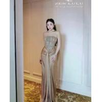 ราคา ชุดเดรส-ราตรี เกาะอก สีขาว สีครีมทอง ZEN LULU 3069 SIZE S-M (1733200067815114428)