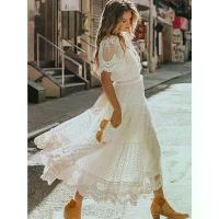 ราคา เดรสยาวลูกไม้ คอวี แขนสั้น สำหรับผู้หญิง ผ่าข้าง สีขาว เหมาะสำหรับใส่ชายหาดฤดูร้อน เดรสยาวลูกไม้ (1732373346291910243)