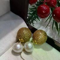 ราคา k541ต่างหูแม่ลูกมุกน้ำจืดEdison สีขาว เกรดAA+AAAขนาดมุก10-11มิล ประดับเพชร cz อะไหล่เงินแท้ชุบทองขนาด15มิล (1733562828468356349)