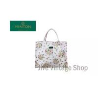 ราคา MINTON England กระเป๋าผ้าเคลือบทรงถือ ใบใหญ่ สีชมพู pastel ลายดอกไม้ ใส่หนังสือ A4 จุของได้เยอะ มือสองสภาพดีตู้ญี่ปุ่น (1733218775952230081)