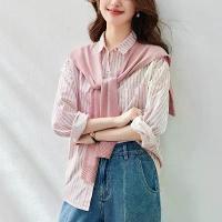 ราคา ผ้าคลุมไหล่ถัก, เสื้อเชิ้ตลายทาง, เสื้อสตรีแขนยาวมีสไตล์, สีชมพู, เสื้อคอปก (1732431311448409232)