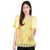 ราคา [COD] [tiktok]Alangk - เสื้อลูกไม้ สีทอง AL633 แขนระบายผีเสื้อ เสื้อออกงาน เสื้อลูกไม้เกาหลี เสื้อผ้าลูกไม้ เสื้อลูกไม้ไทย เสื้อลูกไม้หรู เสื้อลูกไม้ฉลุ (1734258439669057523)