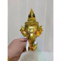 ราคา ♠พระพิฆเนศ (สีทอง) ฟรีฐานปิดทอง ขนาดกว้าง 4 นิ้ว เรซิ่น ปิดทองเค งานสวย หัวโขน เศียรครู เศียรเทพ ของที่ระลึก✵ (1733674896949740548)