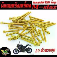 ราคา น็อตเลส ชุดแคร้งเครื่อง เอ็มสแรซ/น็อตสแตนเลส แคร้งเครื่อง สีทอง YAMAHA รุ่น M-slaz ( 20ตัว ครบชุด ซ้ายขวา) น็อตเลส ชุดแท (1732864908943722145)