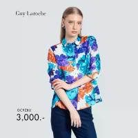 ราคา Guy Laroche Vintage bloom เสื้อเชิ้ตผู้หญิง แขนสามส่วน สีน้ำเงิน GC9ZBU (1732811756504319280)