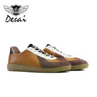 ราคา รองเท้าผ้าใบหุ้มข้อเตี้ย Desai German Trainer หนังแท้ ดีไซน์พร้อมรายละเอียดหนังกลับ สวมใส่ได้หลากหลายและสบาย สีน้ำเงิน รุ่น DS35103 (1732791403087103094)