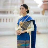 ราคา สไบมินิมอล สไบเจ้าสาว สไบโบราณ สีน้ำเงิน (1733235627546609619)