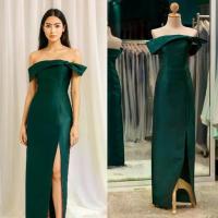ราคา ชุดราตรียาวมีแขน SIZE M เปิดไหล่ ชุดไปงานแต่งกลางคืน ใส่แล้วไม่อ้วน PK012-GRN สีเขียว ผ้าไหมพรีเมี่ยม (1733913444167878156)