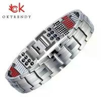 ราคา สร้อยข้อมือแม่เหล็กไททาเนียมบริสุทธิ์, สีเงิน, โซ่สำหรับผู้ชาย, กำไลข้อมือพลังงานกราไฟท์เจอร์เมเนียมสำหรับผู้หญิง, [COD] (1733012493985612882)