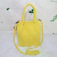 ราคา กระเป๋าถักเชือกฟอก ใบเล็ก สีเหลือง สะพายข้าง งานถักโครเชต์ Crochet Cotton Handbag (1733712750585284107)