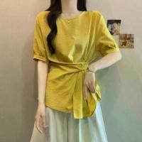 ราคา เสื้อเชิ้ตกระชับสัดส่วน พลัสไซส์ สีเหลือง แขนสั้น ไหล่ปกติ สำหรับผู้หญิง ดีไซน์ใหม่ฤดูร้อน 2025 เสื้อเอวลอย สำหรับผู้หญิงพลัสไซส์ สีเหลือง (1732900963179267874)