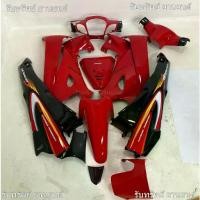 ราคา 125S ชุดสีเวฟ125s + อกไก่(แฟริ่งล่าง) สีแดง - ท้ายดำ ติดลายปี2002 เคลือบแท้ งานรับประกันมาตรฐาน (1734342588646786762)