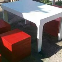 ราคา ชุดโต๊ะเก้าอี้ สีแดง ขาว ทำจากไม้สนแกะจากพาเลท ดีไซน์ทันสมัย ทนทาน สำหรับ นั่งเล่น (1731847132272560845)