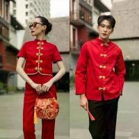 ราคา Vshop 4680 กี่เพ้าผู้ชาย ชุดตรุษจีนคู่ชายหญิง ชุดกี่เพ้า Women Clothing สีแดง (1734177380208968830)