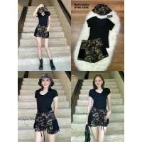 ราคา M7 Ramipapha Set ชุดเซ็ทเสื้อยืดสีดำ+กางเกงขาสั้นลายทหาร+หมวก สำหรับผู้หญิง เสื้อผ้าแฟชั่นผู้หญิง ไซส์ Xs-XL (1734267216505898193)