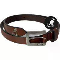 ราคา เข็มขัด มือสอง ขายตามสภาพ เข็มขัดหนังสีน้ำตาลของ Kangol ขนาด 2CM x 34นิ้ว (1734352121524357026)