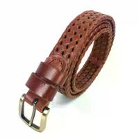 ราคา เข็มขัดหนัง Chinatown Leather เข็มขัดผู้หญิงถักแบนหนังแท้ 1 นิ้วสีดำ เข็มขัด (1733322813457008225)