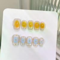 ราคา กดบนเล็บแฮนด์เมด, ชีสคุกกี้น้ำทะเล, เล็บ Yuanyang สีน้ำเงินและสีเหลือง, จุดคลื่นและตาแมวระยิบระยับ, [คุกกี้นมเกลือทะเล] ท็อป พลอยชมพู (1732483930226525357)
