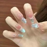 ราคา เล็บแฮนด์เมดสวมใส่ได้, ขายร้อน, ระดับไฮเอนด์, ตาแมวแสงจันทร์สีขาวสไตล์ฝรั่งเศส, เคล็ดลับเล็บเพชรส่องแสง, น่ารักและเซ็กซี่, เล็บ (1732634863766701440)