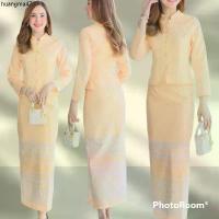 ราคา จัดส่งเฉพาะจุด ชุดไทยจิตรลดา ชุดset 2ชิ้น เสื้อ+ผ้าถุงสำเร็จทรงจิตรดาผ้าไหมญี่ปุ่นลายไทย ชุดทำงาน ชุดทำบุญ (1732980328407860746)