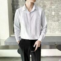 ราคา เสื้อเชิ้ต แขนยาว ลายทาง สีดำ สำหรับผู้ชาย สไตล์เกาหลี อินเทรนด์ และหล่อ ทรงสลิมฟิต ลำลอง เสื้อเชิ้ตสีขาว (1732304360838301106)