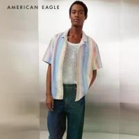 ราคา American Eagle Pride Striped Button-Up Poolside Shirt เสื้อเชิ้ต ผู้ชาย แขนสั้น (EMSH 015-6307-900) (1734216490097607964)