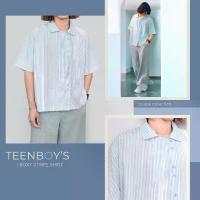 ราคา ️ MENIMAL TEENBOYS BOXY STRIPE SHIRT เสื้อเชิ้ต แขนสั้น แต่งสาบกระดุม UNISEX️ ขายร้อน (1734369029740856322)