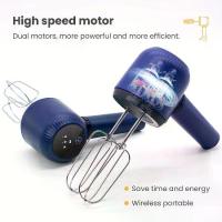 ราคา เครื่องผสมไฟฟ้าไร้สาย 1 เครื่อง หัวตีไข่สองหัว เครื่องผสมแบบใช้มือถือ พร้อมเครื่องตี 4 เครื่อง เหมาะสำหรับวิปปิ้งและผสมคุกกี้ บราวนี่ แป้ง และแป้ง (1732637141288847191)