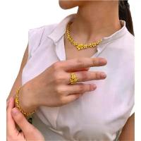 ราคา งานเศษทองหุ้มเซ็ทดอกไม้รอบ3ชิ้นสร้อยคอ3บ.มือ1บ.แหวน2สลึง งานสวย ฟรีกล่องฟรีตะขอ (1733406969294980380)