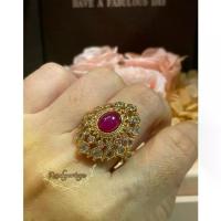 ราคา พร้อมส่ง แหวน ทรงโบราณ เครื่องประดับชุดไทย ออกงาน สีแดงทับทิม (1733829710121567342)