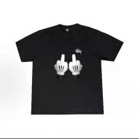ราคา เสื้อยืด ลายการ์ตูน ถุงมือ Stussy Unisex โอเวอร์ไซส์ สตรีท เสื้อยืด ขาวดำ (1733187874404468399)