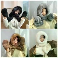 ราคา [พร้อมส่ง] หมวกชุด ผ้าพันคอ ถุงมือ 3 IN 1 กันหนาว ขนรอบ (1733493841337549917)