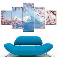 ราคา ภูเขาฟูจิ หุบเขาไฟ ดอกซากุระ, ภาพพิมพ์ผ้าใบศิลปะผนัง 5 แผ่น, สำหรับตกแต่งห้อง, ภาพวาด, อุปกรณ์ตกแต่งบ้าน, ดอกซากุระภูเขาหิมะ (1732190265489787432)