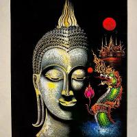 ราคา ภาพวาด/บนผ้ากำมะหยี่ (ผ้าสีดำ) ขนาด 28 x 40 นิ้ว (ไซร้จัมโบ้) ภาพมงคล วาดด้วยสีน้ำ สีสะท้อนแสง (1734222518881977783)