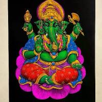 ราคา ภาพวาด/บนผ้ากำมะหยี่ (ผ้าสีดำ) ขนาด 28 x 40 นิ้ว (ไซร้จัมโบ้) ภาพมงคล วาดด้วยสีน้ำ สีสะท้อนแสง (1734222354117723575)