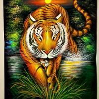 ราคา ภาพวาด/บนผ้ากำมะหยี่ (ผ้าสีดำ) ขนาด 28 x 40 นิ้ว (ไซร้จัมโบ้) ภาพมงคล วาดด้วยสีน้ำ สีสะท้อนแสง (1734222504892990903)