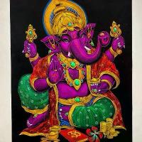 ราคา ภาพวาด/บนผ้ากำมะหยี่ (ผ้าสีดำ) ขนาด 28 x 40 นิ้ว (ไซร้จัมโบ้) ภาพมงคล วาดด้วยสีน้ำ สีสะท้อนแสง (1734222459025655223)