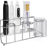 ราคา ที่ใส่แปรงสีฟันไฟฟ้า วัสดุสแตนเลส 4 ช่อง ออแกไนเซอร์โต๊ะเครื่องแป้ง/ติดผนัง เหมาะสำหรับแปรงสีฟันพลังงาน ยาสีฟัน เข้ากันได้กับ Oral-B iO Series, Philips Sonicare, 7AM2M, สีเงิน (1731376348499051890)