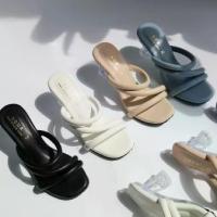 ราคา YOURSHOES O100 / รองเท้าส้นสูง 3นิ้ว รองเท้าส้นแก้วสายคาด รองเท้าผู้หญิง (1734155140295394869)