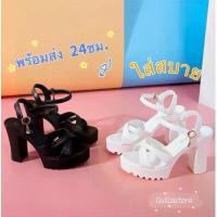 ราคา พร้อมส่ง 24ชม.รองเท้าส้นสูง รัดข้อ มี2 สี ขาว,ดำ เดินสบายไม่เจ็บ ส้นหนา สูง 9 ซม หรือ 4 นิ้ว (1734154952131184179)