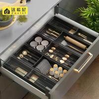 ราคา 2026 ตัวแบ่งลิ้นชักครัวอลูมิเนียมอวกาศ กล่องเก็บช้อนส้อม ตู้ครัวในตัว ช่องเก็บมีด ส้อม ตะเกียบ (1734106167639639248)