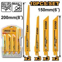 ราคา INGCO ชุดใบเลื่อยชัก 10 ชิ้น/เซ็ต สำหรับตัดแผ่นเหล็กและงานไม้ รุ่น RSB1001 (Reciprocating saw blades set) เครื่อง มือ ฮาร์ดแวร์ แบต ลิเธียม หัว จับ สว่าน ตี ใบ อ้อย ช่าง (1733757600842876194)
