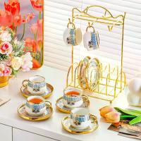 ราคา ชุดถ้วยกาแฟเซรามิกและจานรองพร้อมที่วาง, ชุดถ้วยเอสเปรสโซ่ 6 ชิ้นสำหรับบ้านและห้องครัว แก้ว กาแฟพันธุ์ไทย ใน โลตัส พับ ได้ (1733870358742402953)