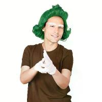 ราคา Men's Short Wavy Vibrant Green Synthetic Heat-Resistant Curly Anime Cosplay with Fluffy Outward Flip & White Eyebrows - Chocolate Factory Worker Costume, Retro Movie Character (1733970227319113006)