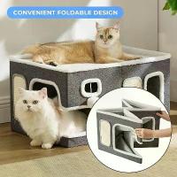 ราคา 1 Cat Bed, Brand New Large Double-Layer Multi-Hole Luxury Villa, Double-Sided Sisal Scratching Surface, Foldable and Washable for All Seasons, Kitten Bed, Dog House Bed, Cute Cat (1733509366908487045)