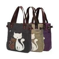 ราคา Velvet Diamond Canvas Bag for Women, Cat Single Shoulder Bag, Handbag, Book Bag, Office Storage Tote Bag, Shopping Bag (1734023568942401124)