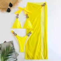 ราคา Yellow Sexy Rhinestones Bikinis 2024 Women Swimwear Female Swimsuit Swimming Bathing Suits Brazilian Bikini Set Beachwear Bather (1734273749059012375)