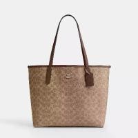 ราคา Coach CV976 City Tote Bag In Signature Canvas (IMXHE) กระเป๋าสะพายผู้หญิง สี Im/Tan/Brown (1733339075975546569)