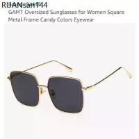 ราคา ตัวตำหนิ GAMT แว่นกันแดด Square Metal Frame Sunglasses for Women and Men Fashion Retro Glasses UV 400 58mm. (1734355725677790540)